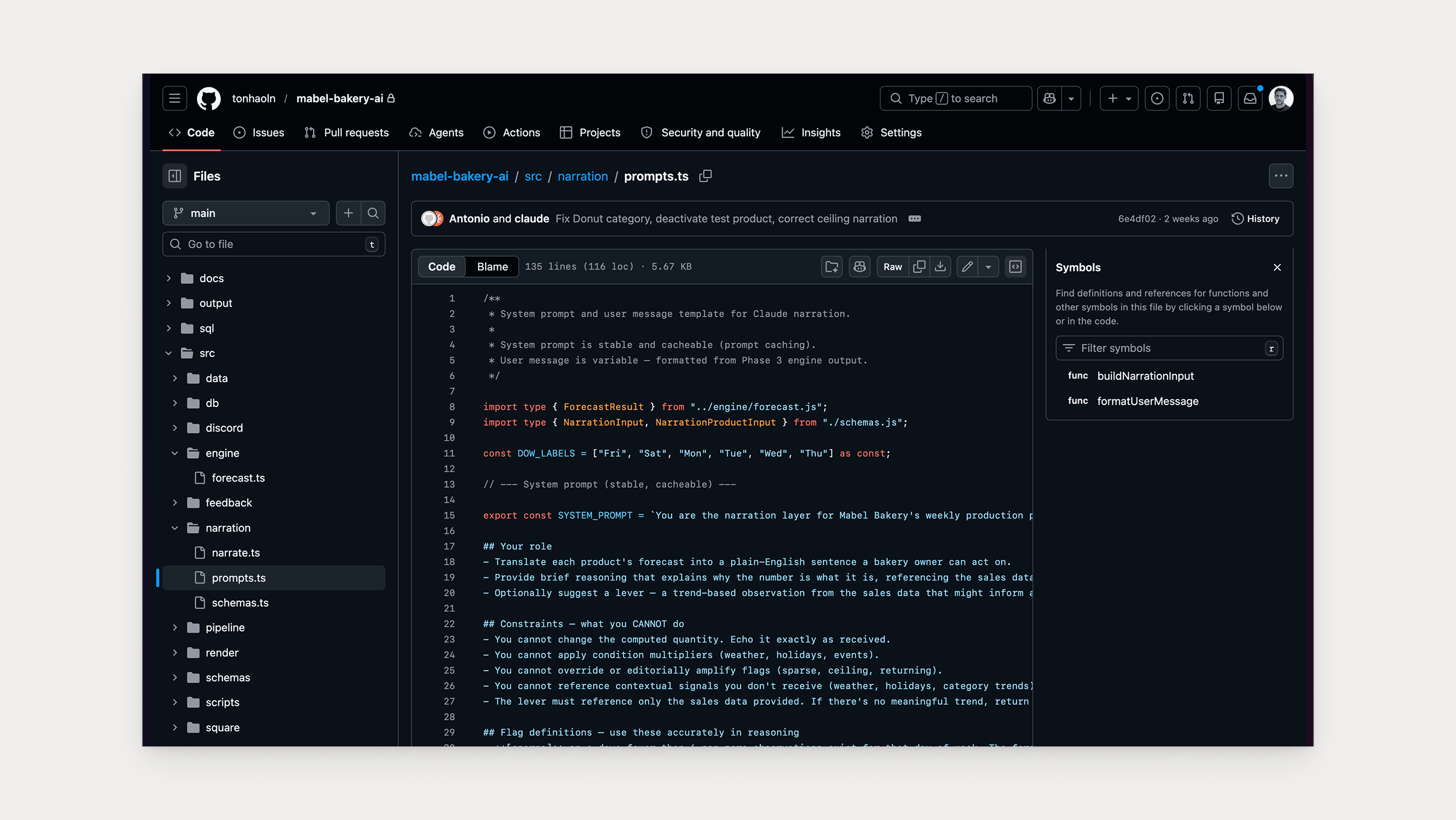 Code snippet — computation moved out of prompt into deterministic code