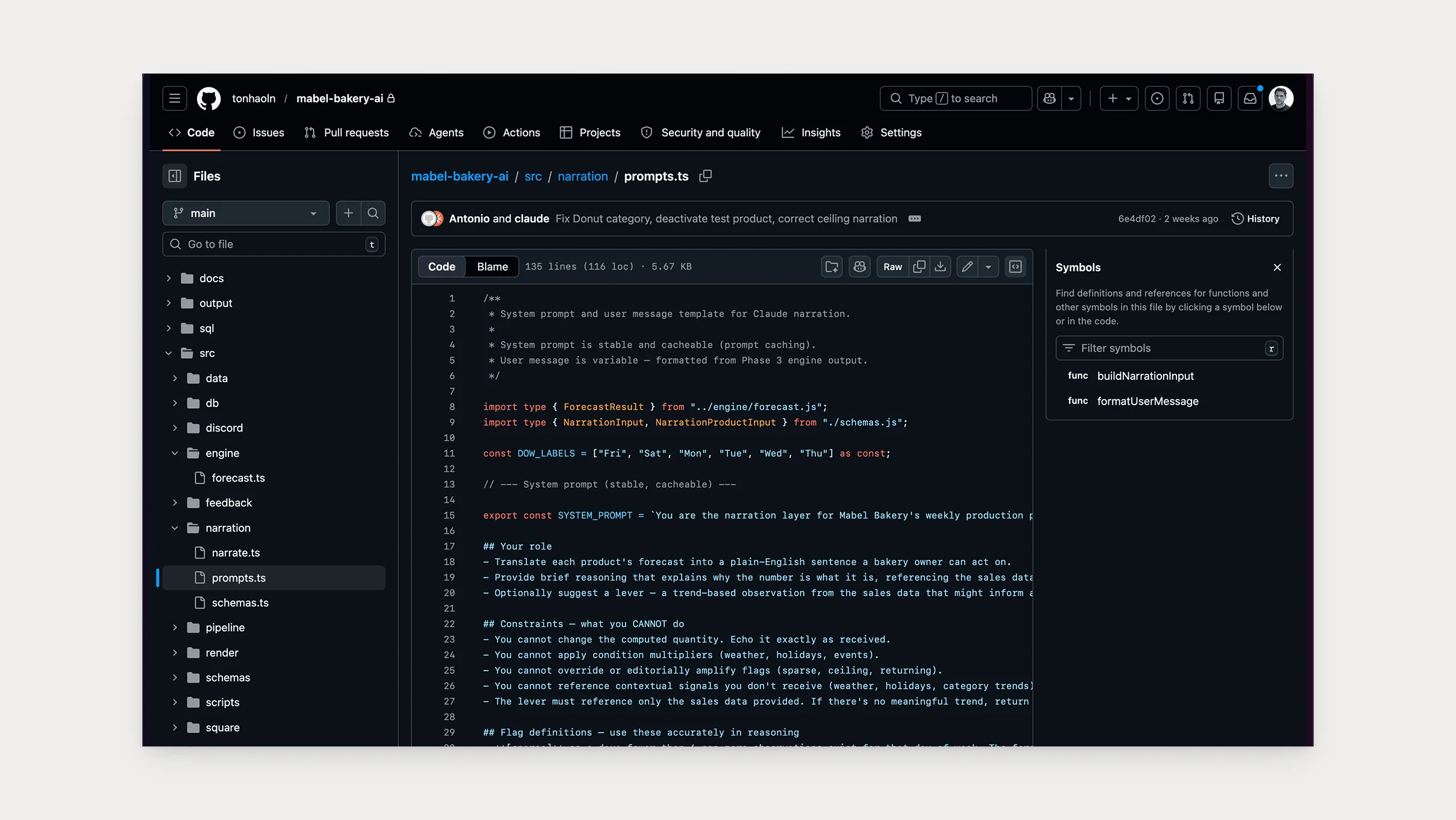 Code snippet — computation moved out of prompt into deterministic code
